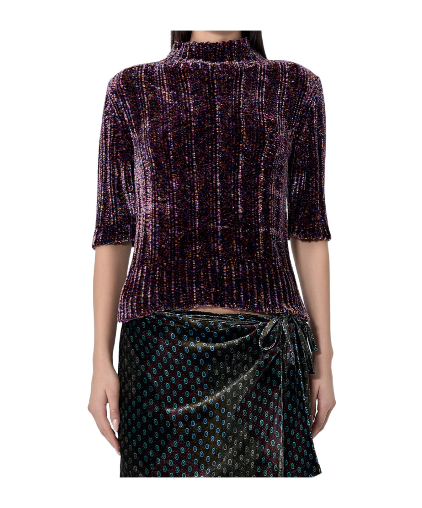Dries Van Noten Women Velour Rib Sweater In Purple