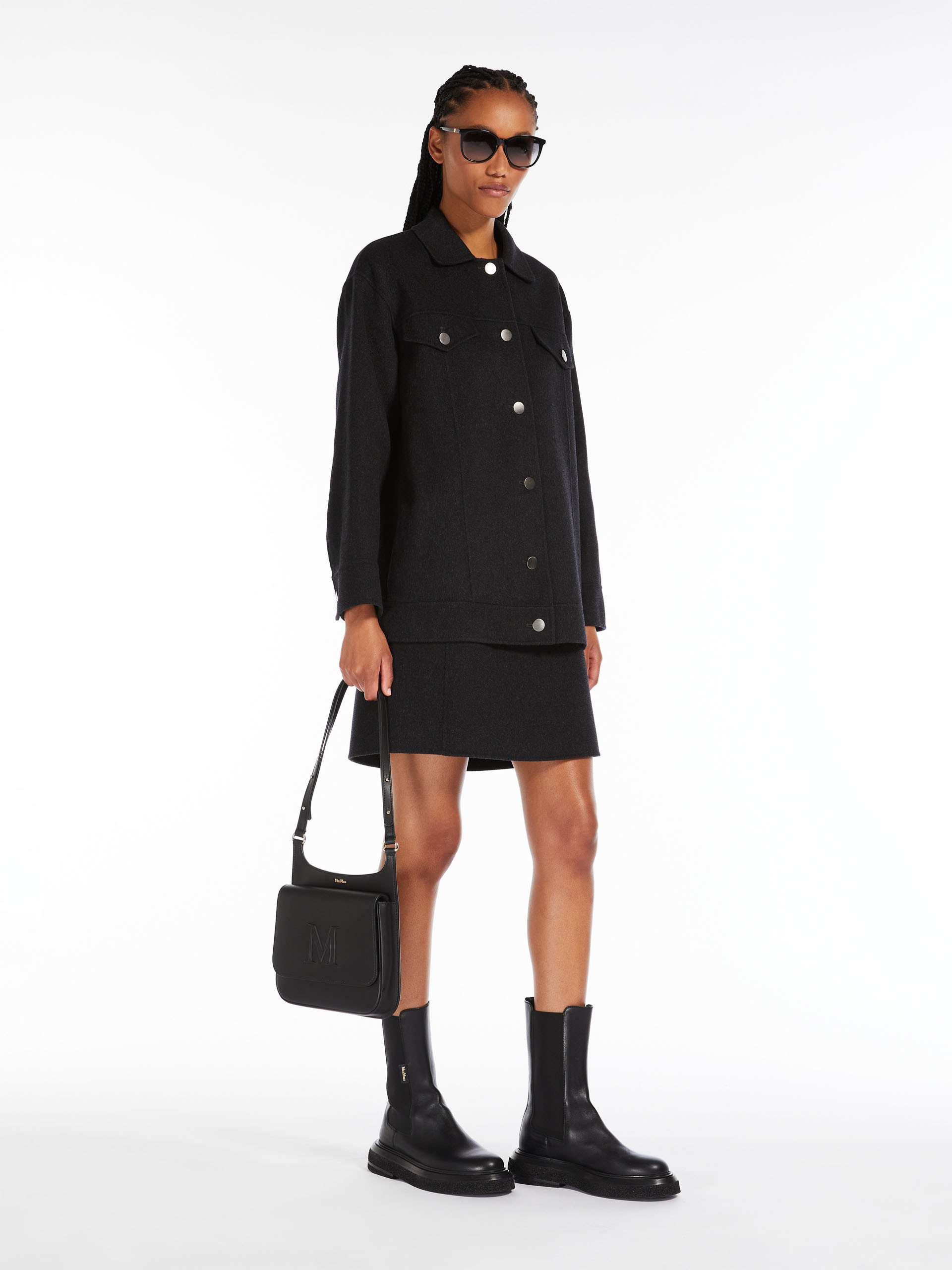 Max Mara Wool Slim Skirt In Gray