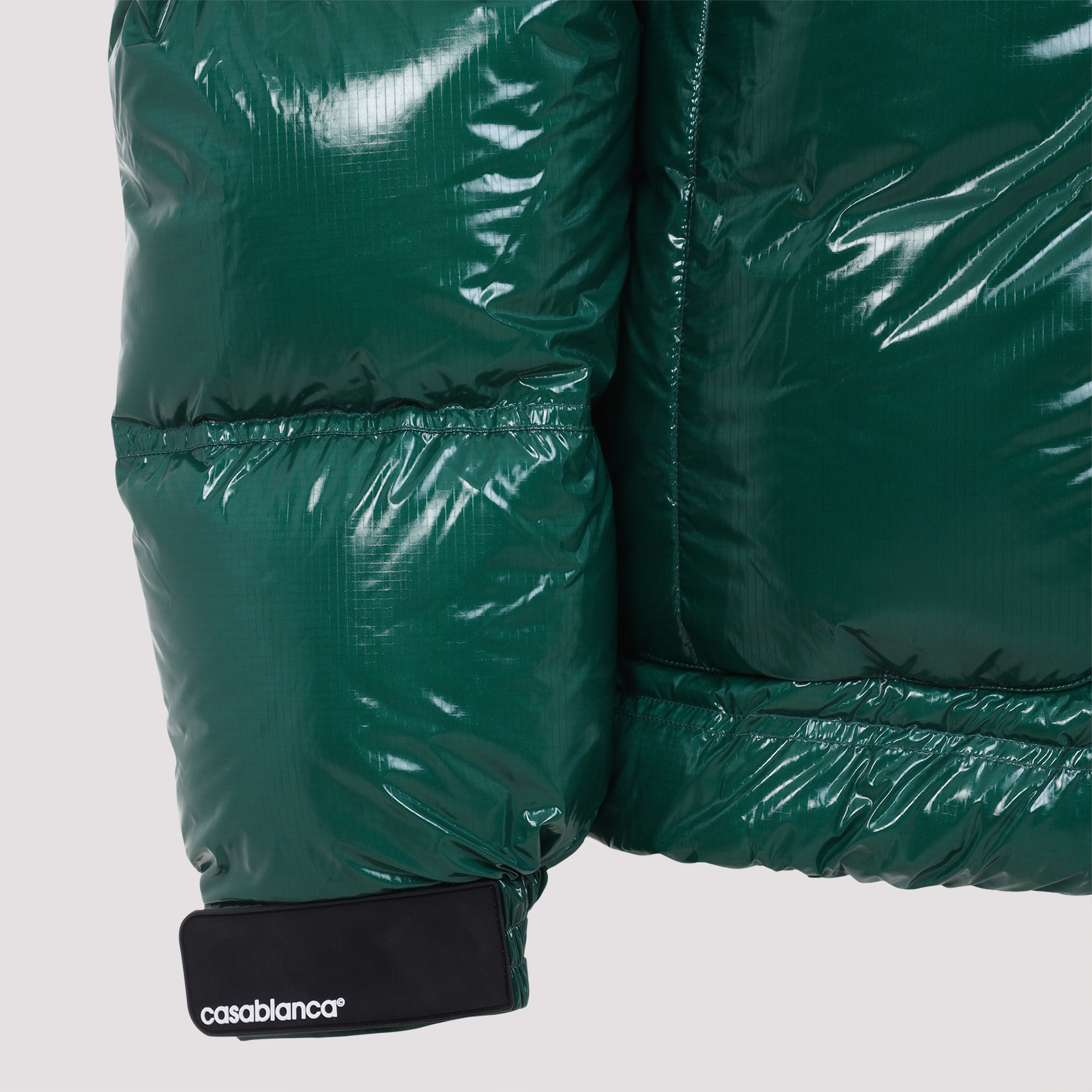 Casablanca Quilted Down-feather Jacket With Glossy Finish In Green