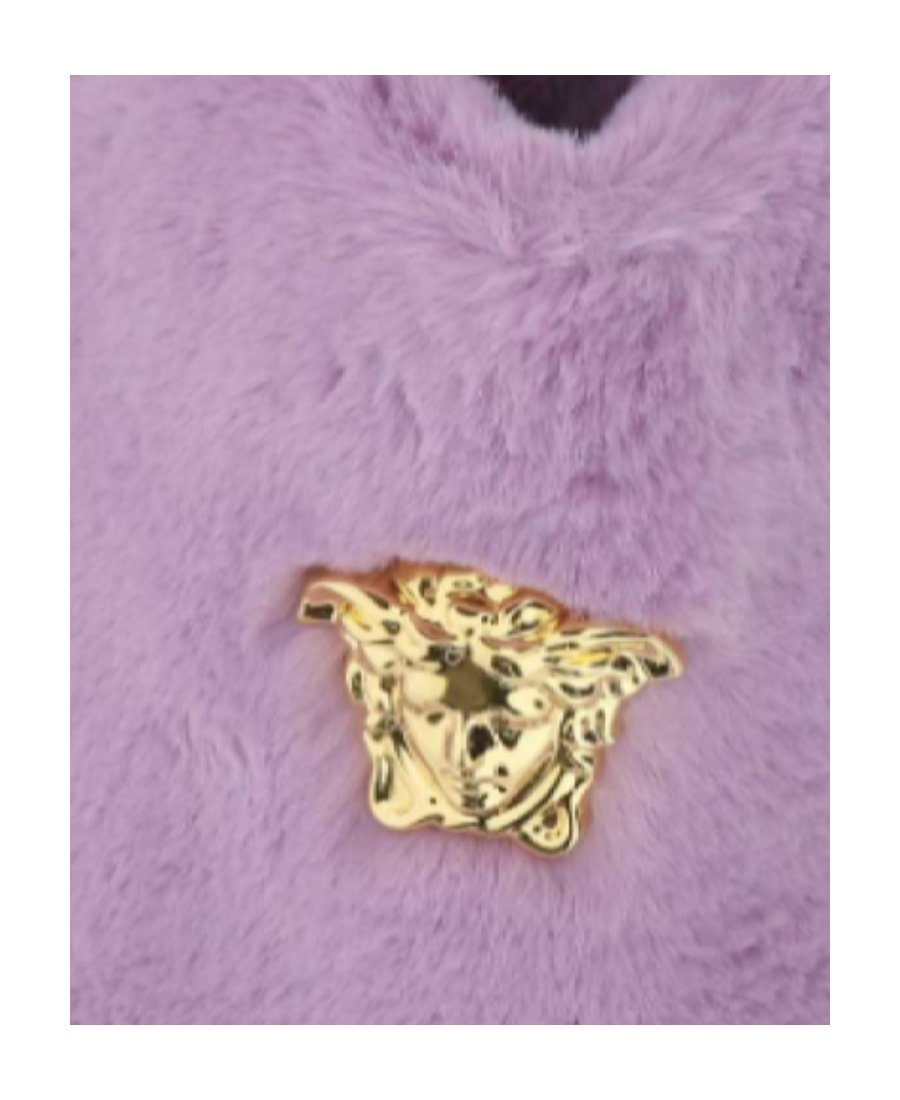 Versace Medusa Faux-fur Slippers In Pink