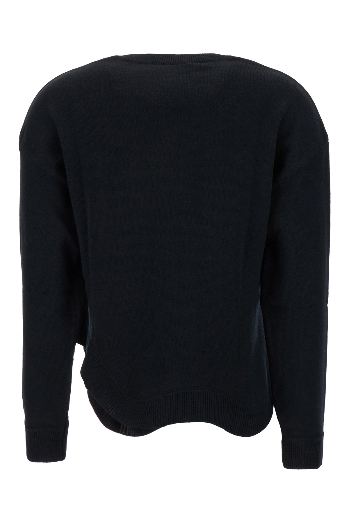 Moschino Asymmetric Hem Crewneck Knitted Jumper In Black
