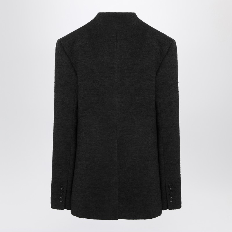 Loulou Studio Single-button Round-neck Pullover Jacket In Black