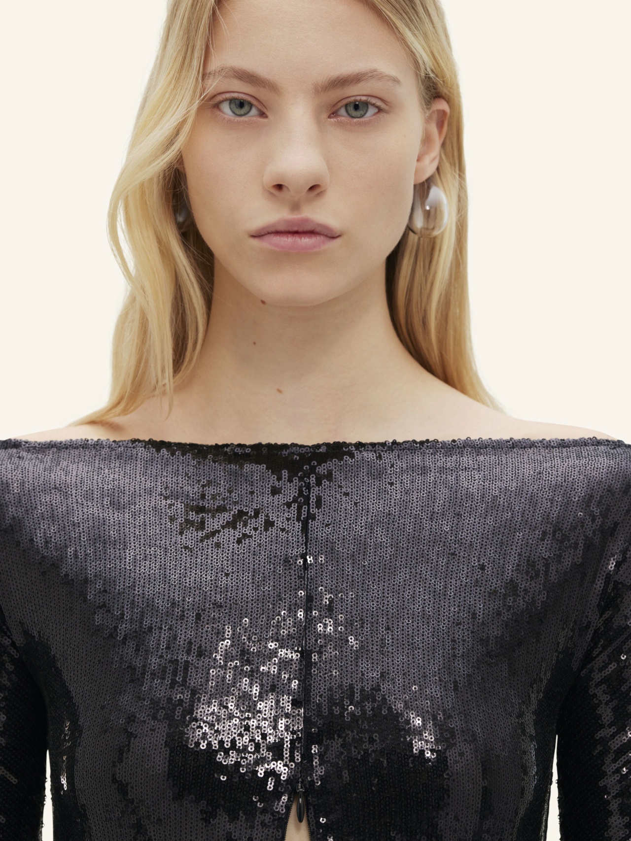 Courrèges Ellipse Glitter Zipped Dress In Black