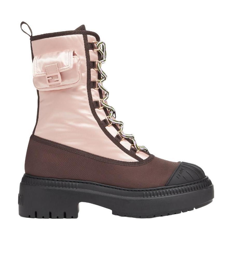 Fendi Nylon Biker Boots W/ Baguette Pocket In Multicolor