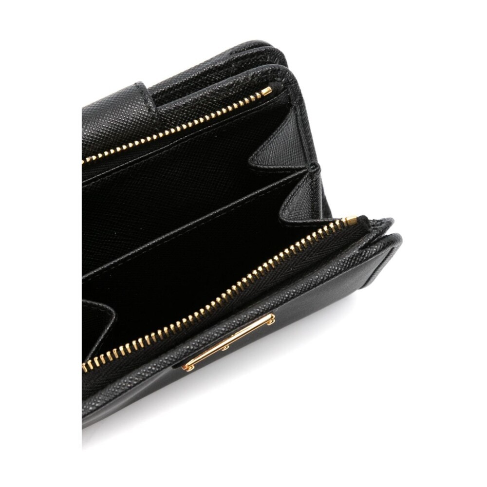 Prada Women Portafoglio Piccolo In Saffiano In Black