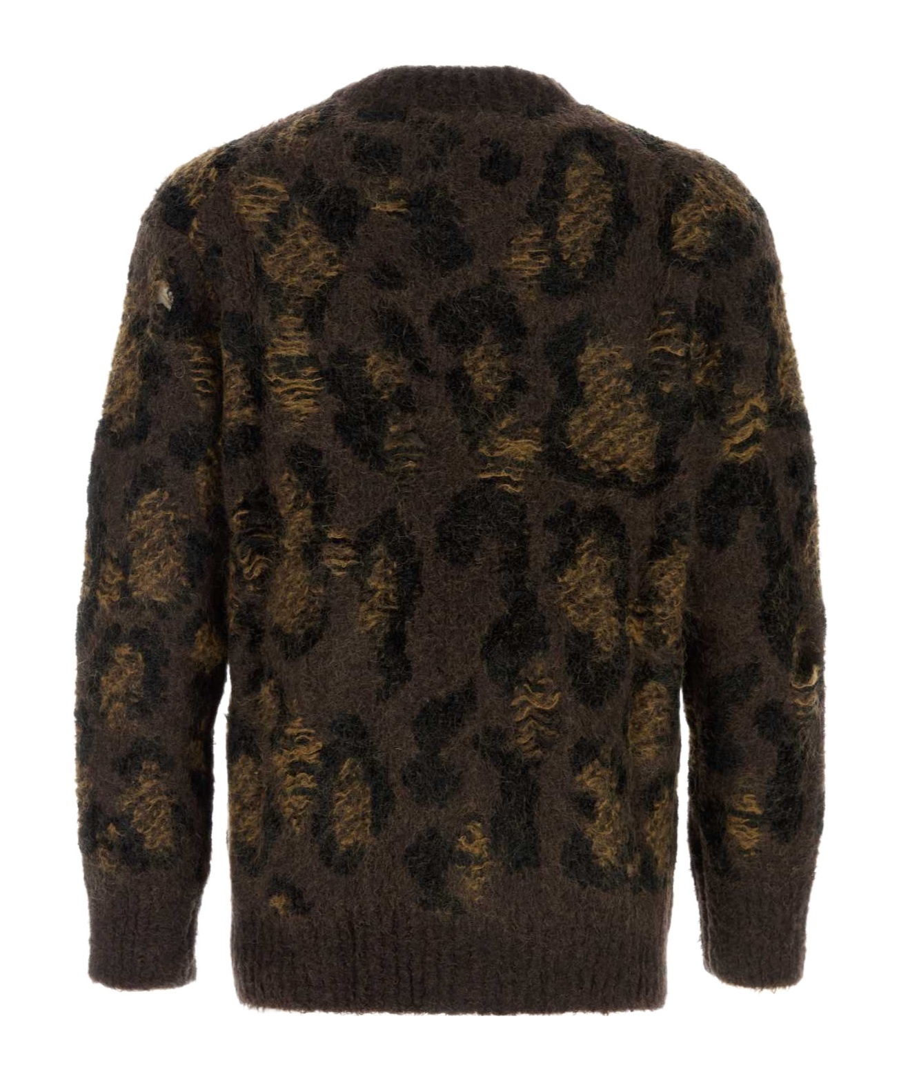 Junya Watanabe Brown Embroidered Wool Blend Sweater In Black