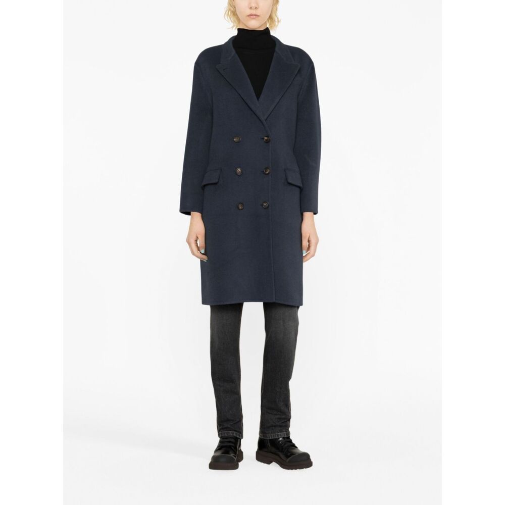 Brunello Cucinelli Double-breasted Button-fastening Coat In Black