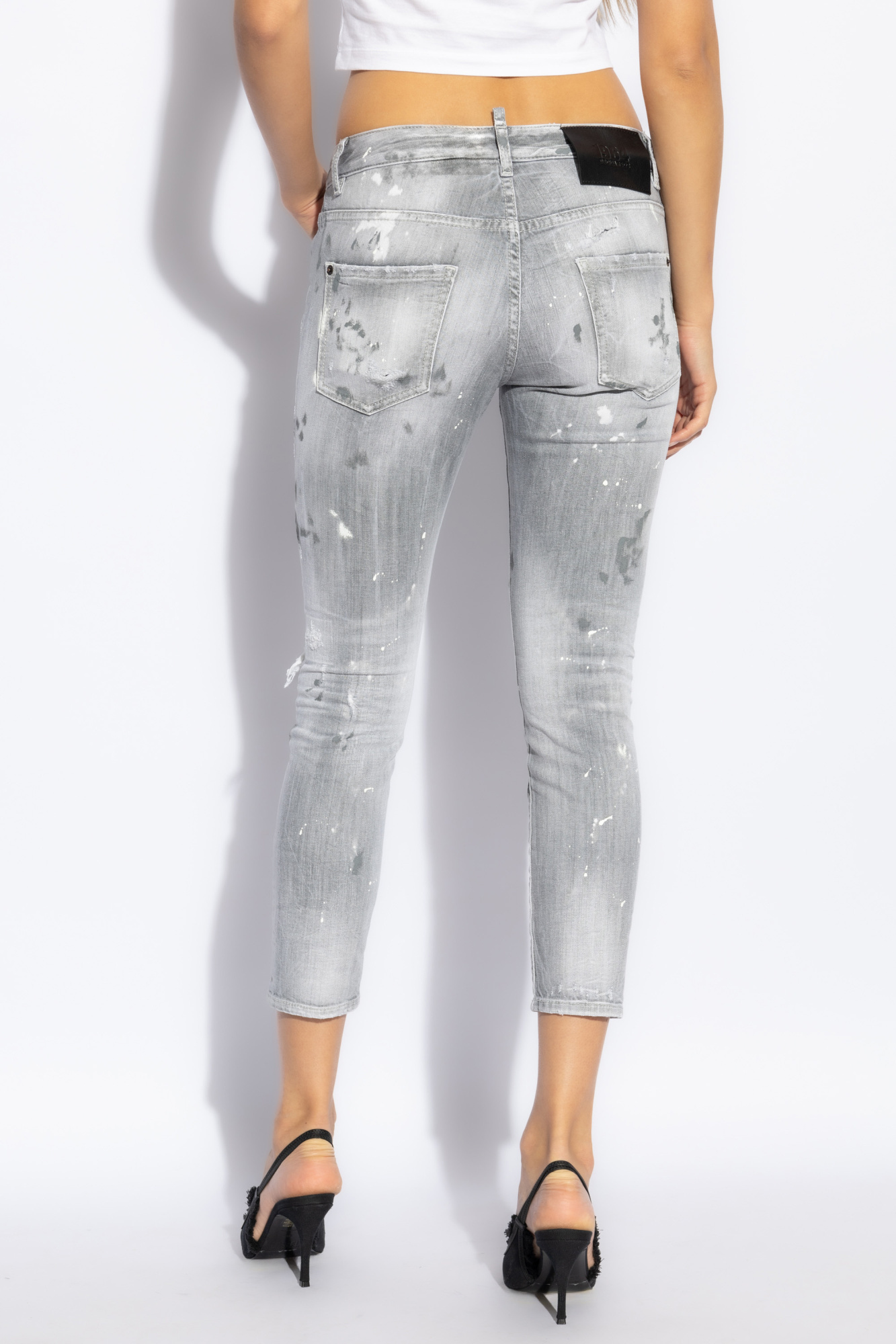Dsquared2 Logo-patch Cotton-blend Jeans In Gray