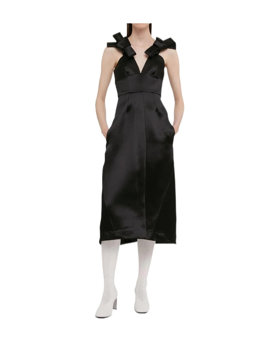 Jil Sander Satin Midi Dress In Black