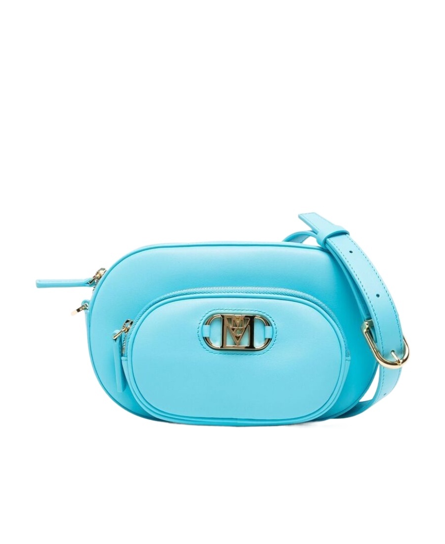 Mcm Mode Travia Logo Plaque Mini Crossbody Bag In Blue