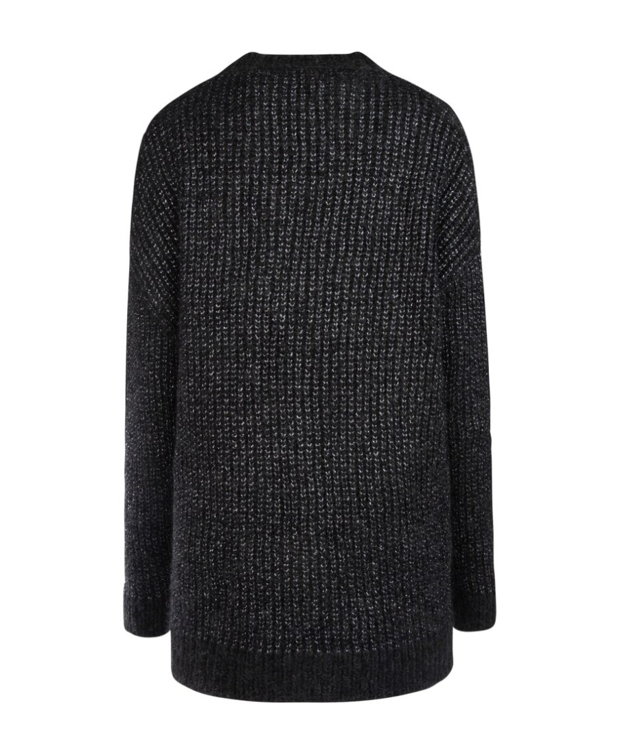 Saint Laurent Metallic Loose-knit Jumper In Black