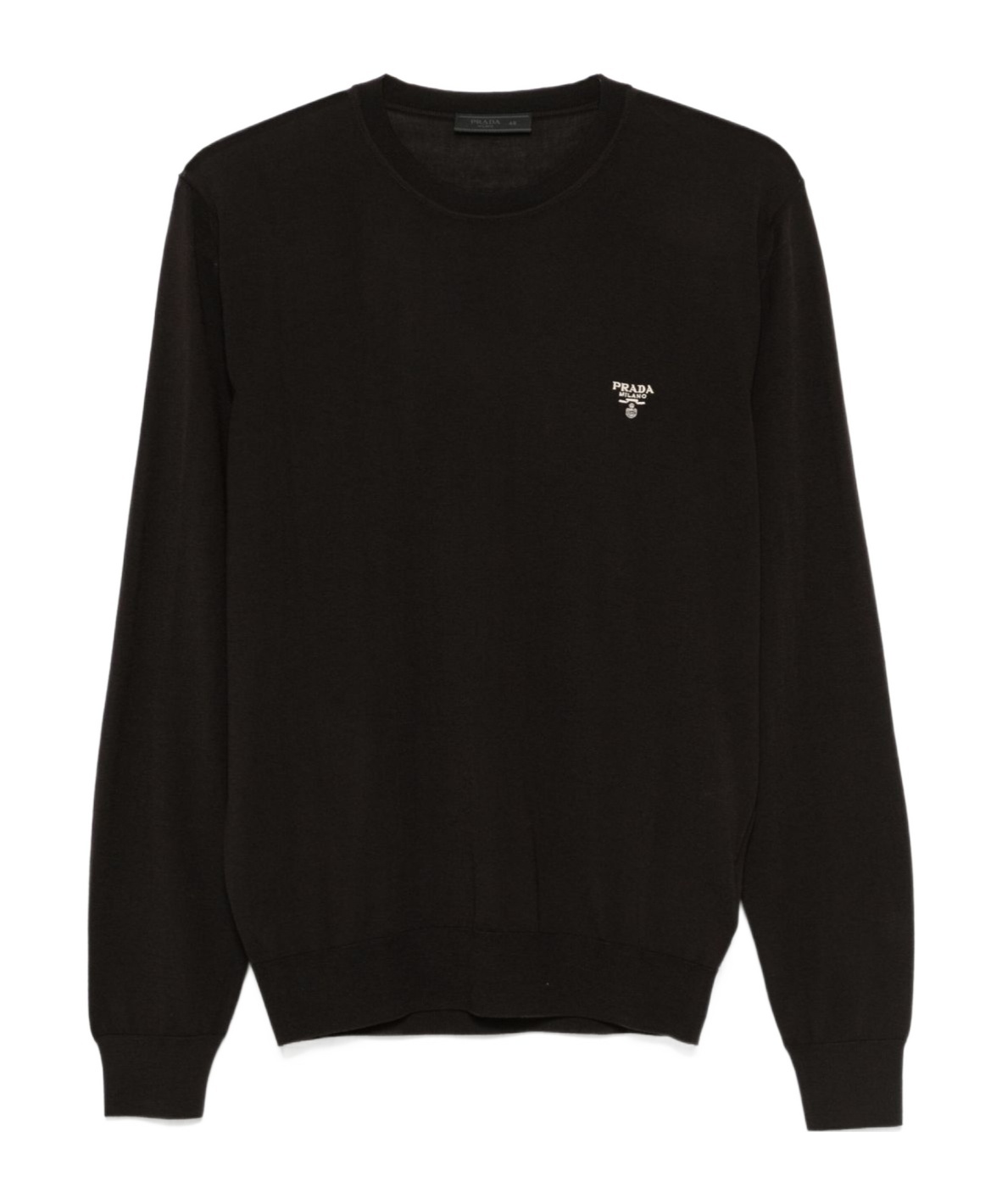 Prada Logo-embroidered Sweater In Brown