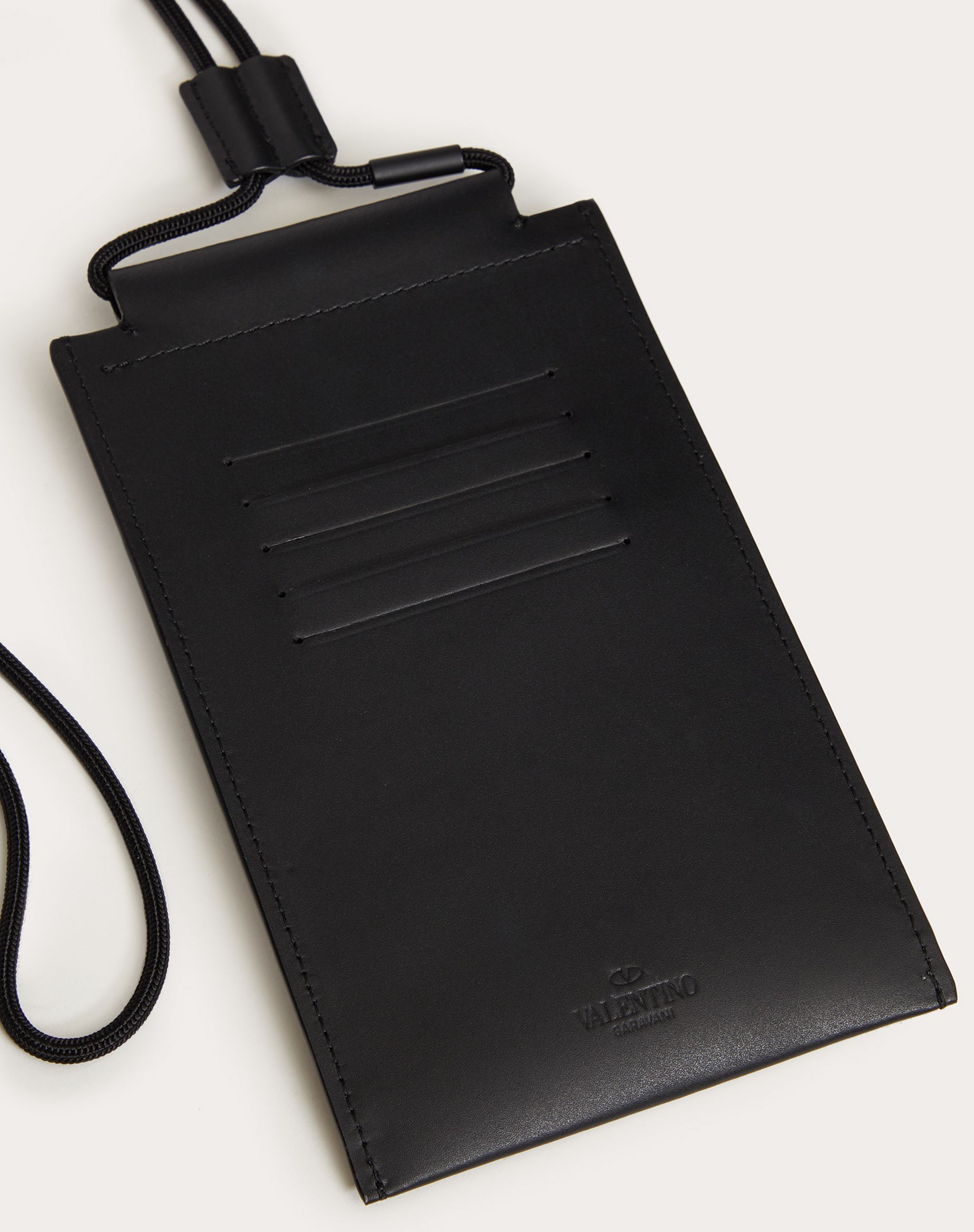 Valentino Vltn Leather Pouch In Black