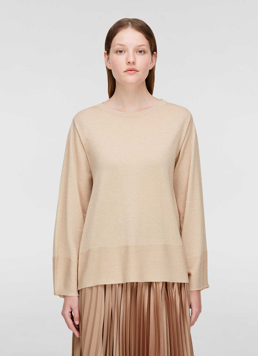 Fabiana Filippi Round Neck Long-sleeved Sweater In Nude