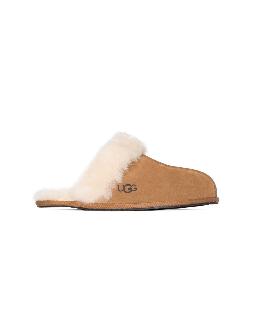 Shop Ugg Shearling-trim Slippers In Brown