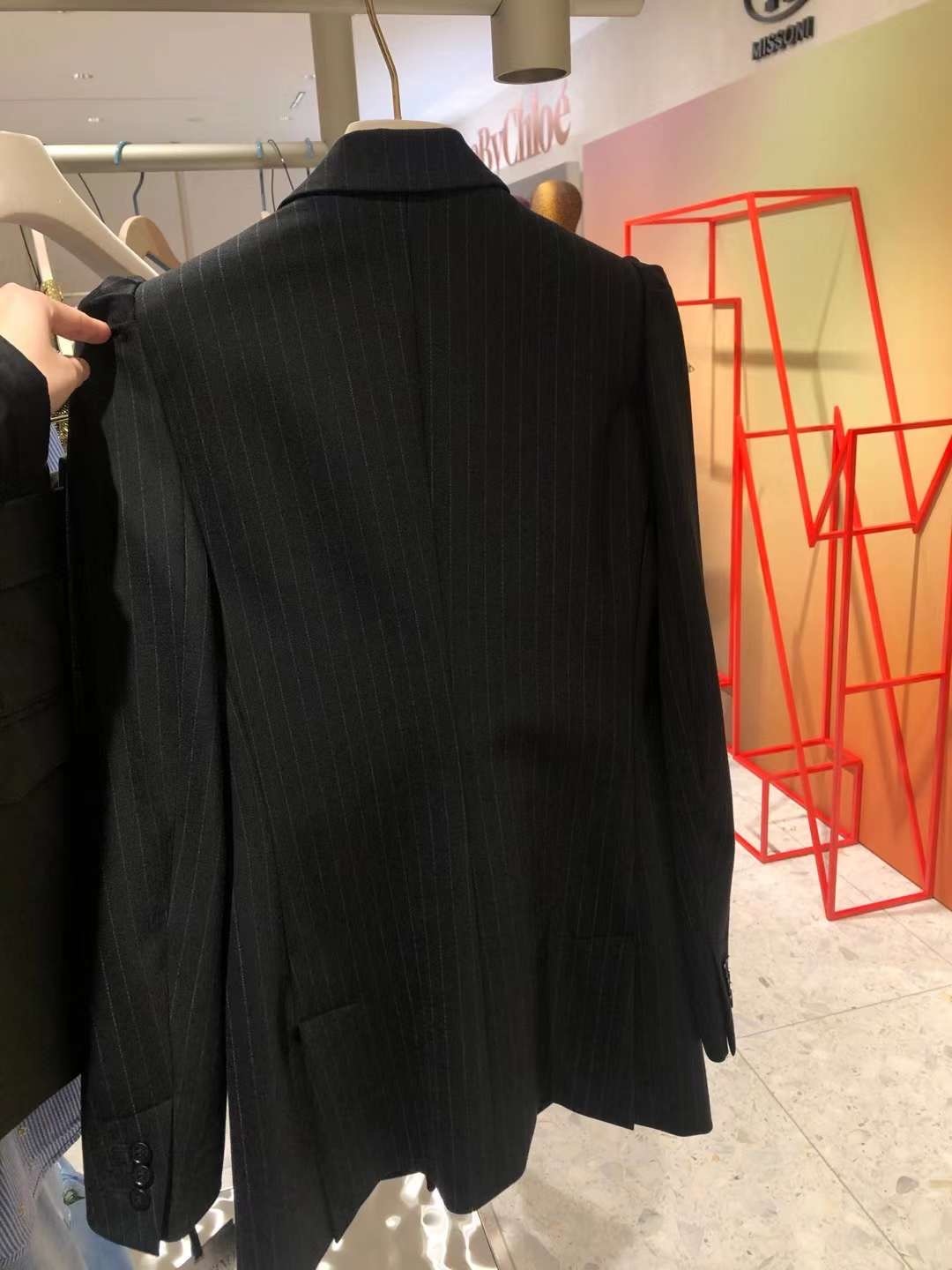Red Valentino Striped Double-breasted Suit Jacket In Black
