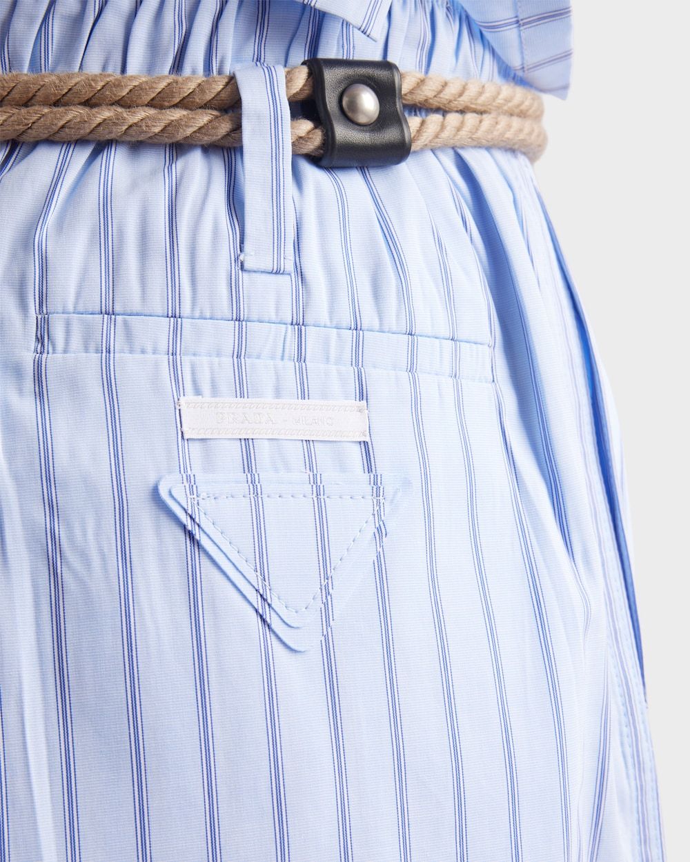 Prada Striped Poplin Bermudas In Blue