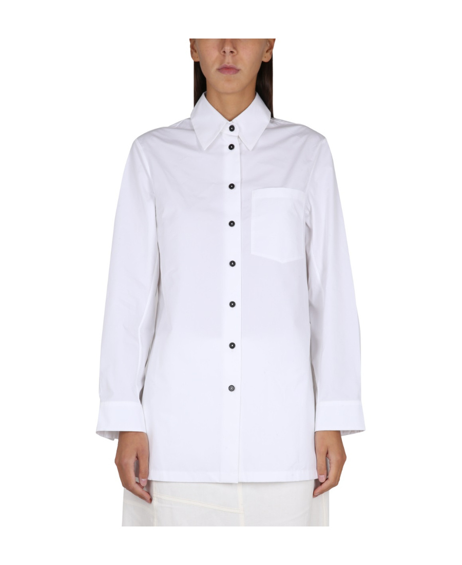 Jil Sander Long-sleeved Patch Pocket Shirt In White
