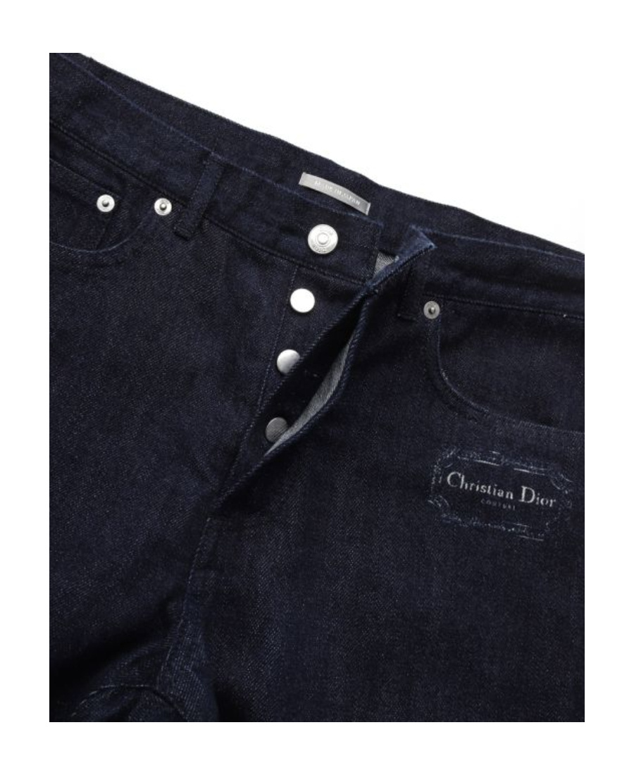 Dior Button Denim Trousers In Black
