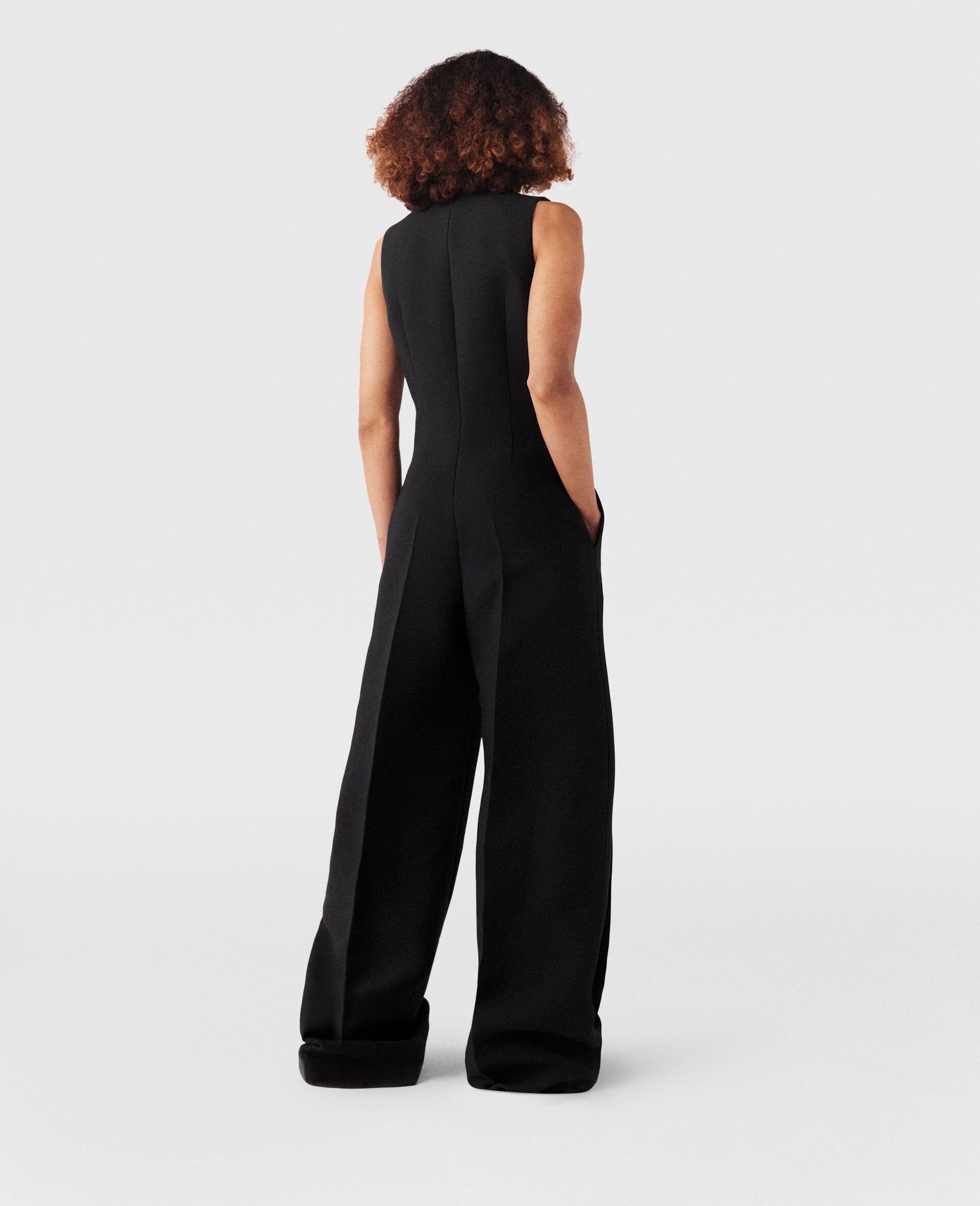 Stella Mccartney Chain-detail Wool And Silk Jumpsuit In Black
