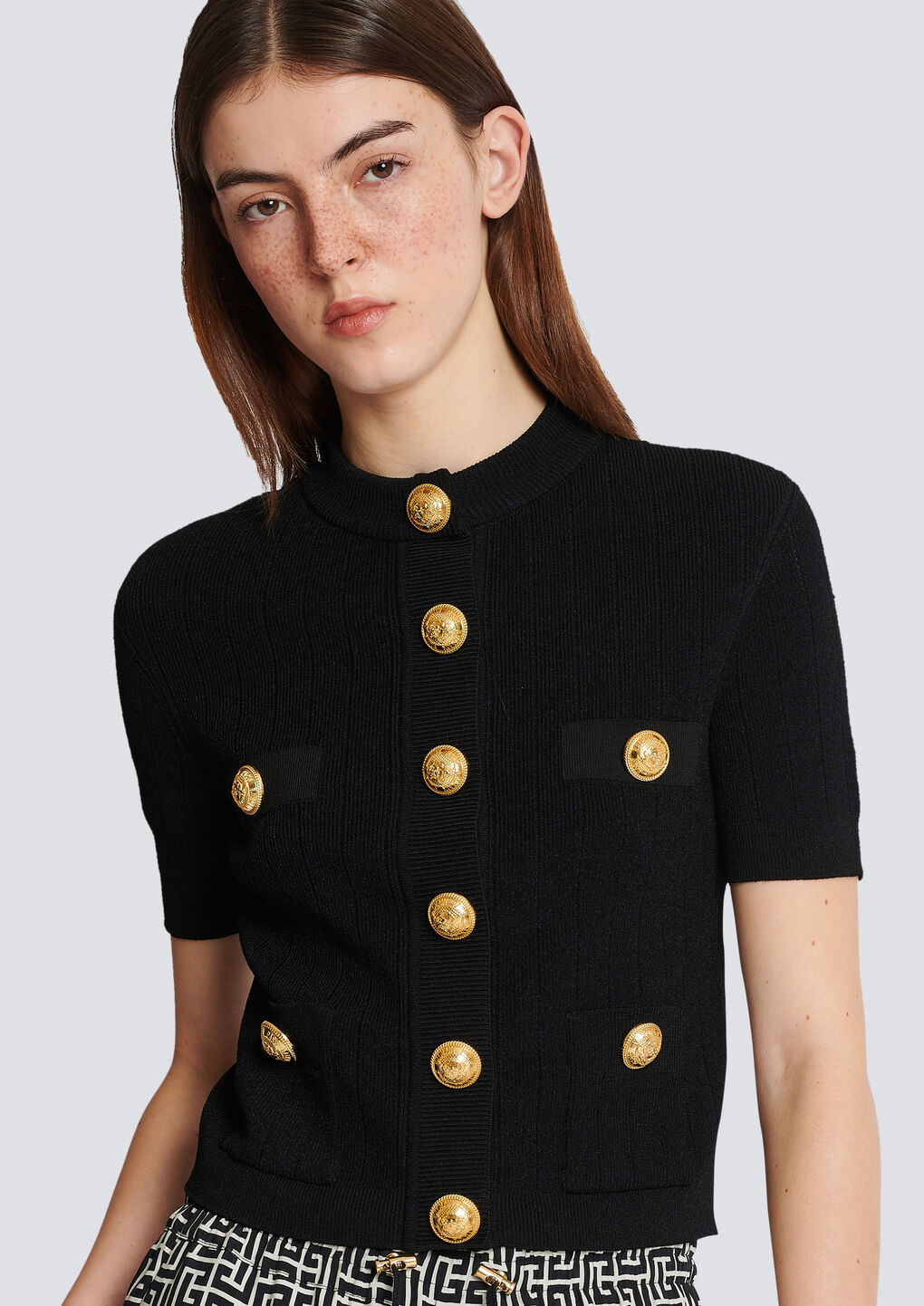Shop Balmain Buttoned Knitted Cardigan In Black