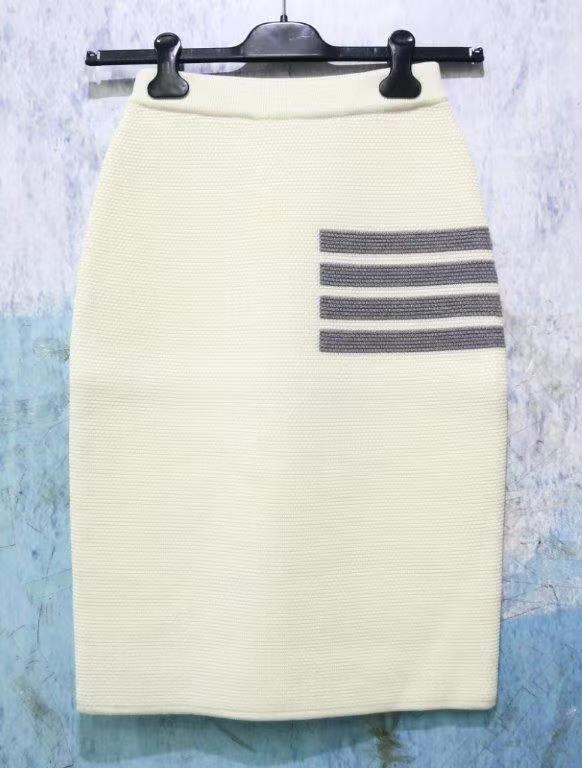 Thom Browne Side Striped Skirt In White