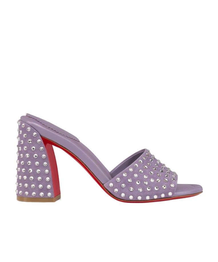 Shop Christian Louboutin Crystal Embellished Muller Shoes In Purple
