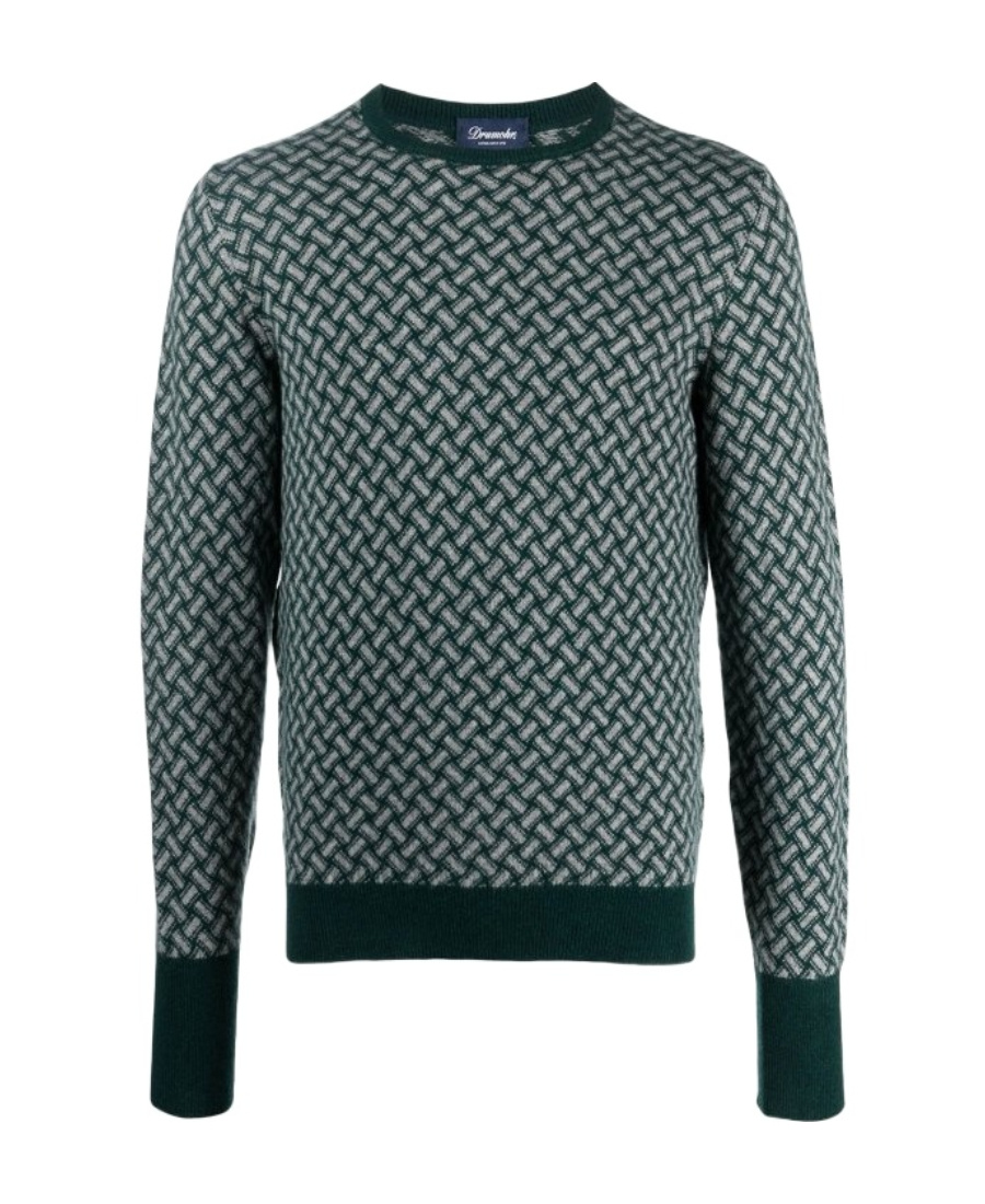 Drumohr Biscottino Crew-neck Cashmere Jumper In Green