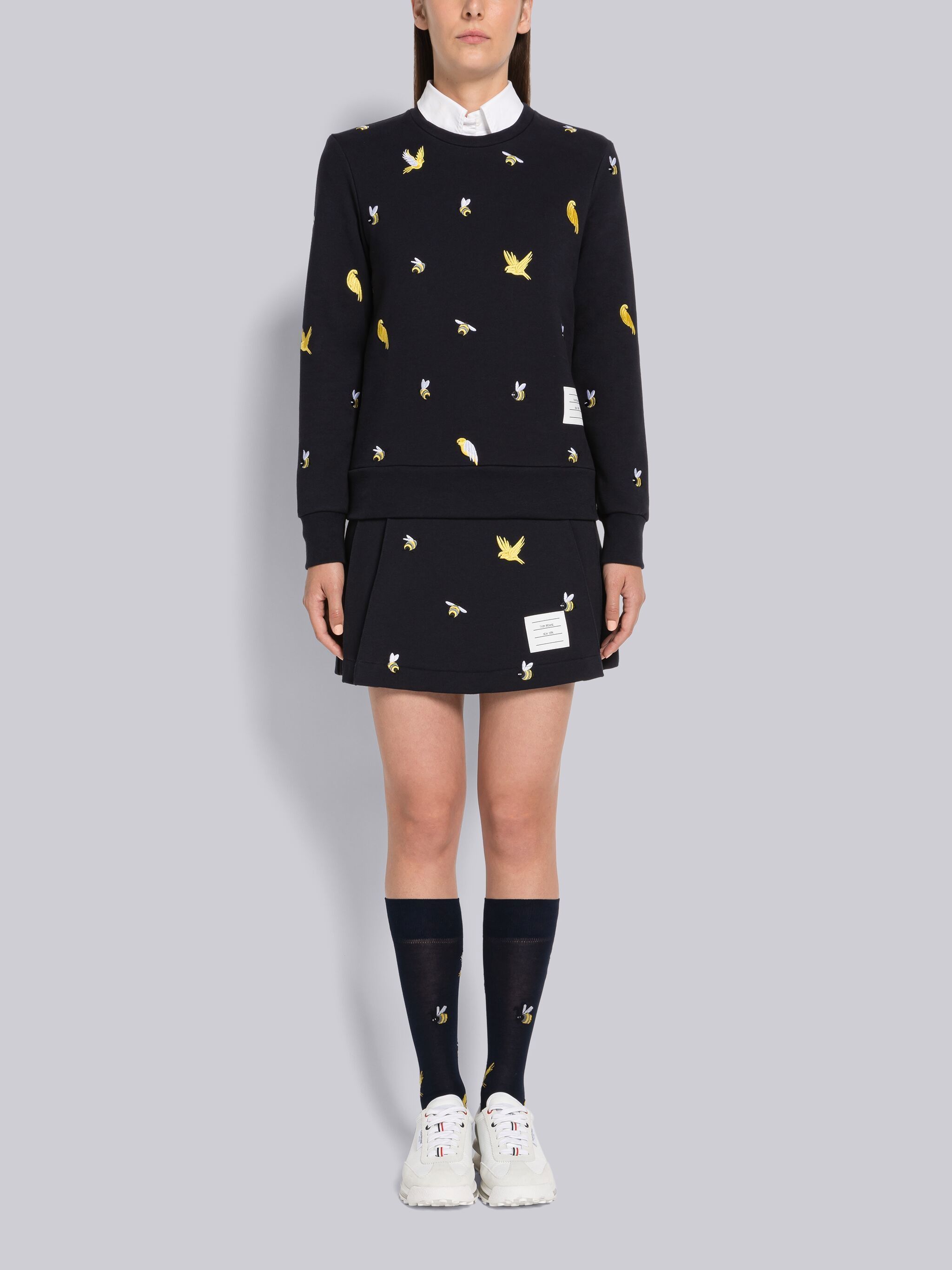 Thom Browne Embroidered A-line Skirt In Black