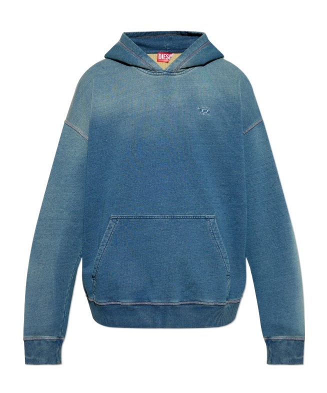 Diesel 'boxt-hood' Blue Hoodie With Fixed Hood And Oval D Logo Embroidery On The Front In Blue