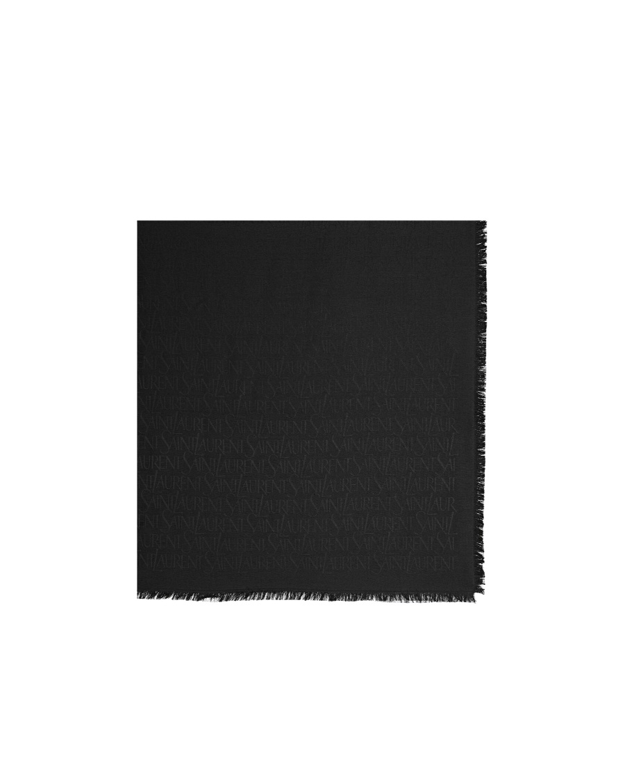 Saint Laurent Jacquard Square Scarf In Black