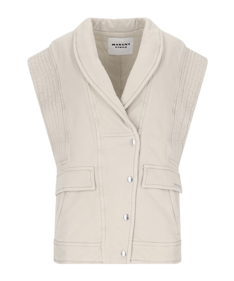 Isabel Marant Étoile Quilted Shawl Collar Jacket With Front Pockets In White