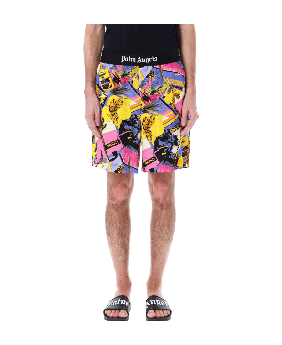 Palm Angels Miami Flower Deck Shorts In Multicolor