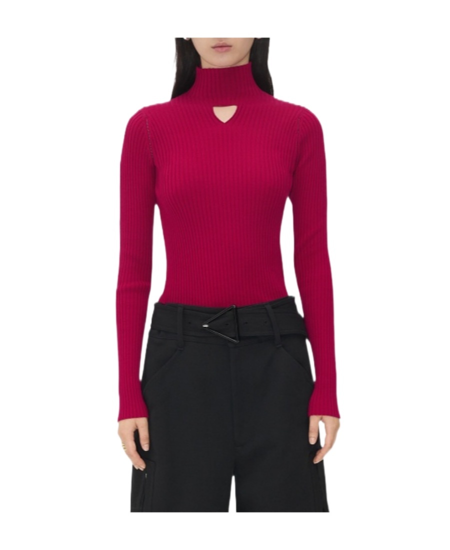 Bottega Veneta Cut-out Ribbed-knit Jumper In Red