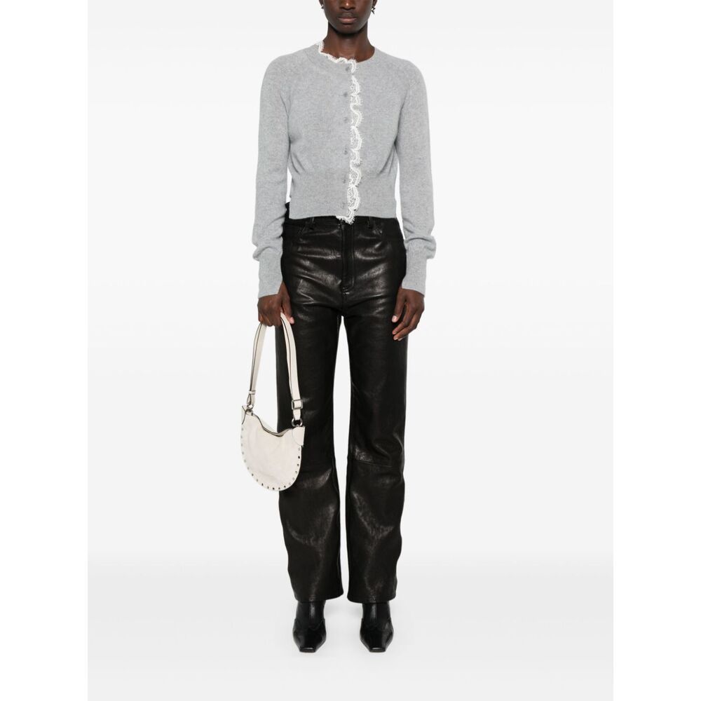Ermanno Scervino Lace-trim Cashmere Cardigan In Gray