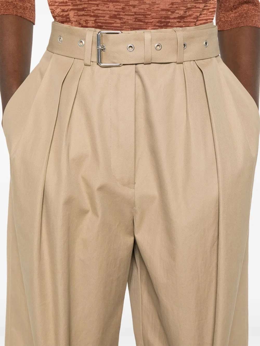 Dries Van Noten Wide-leg High Waist Trousers With Pleats And Pockets In Beige