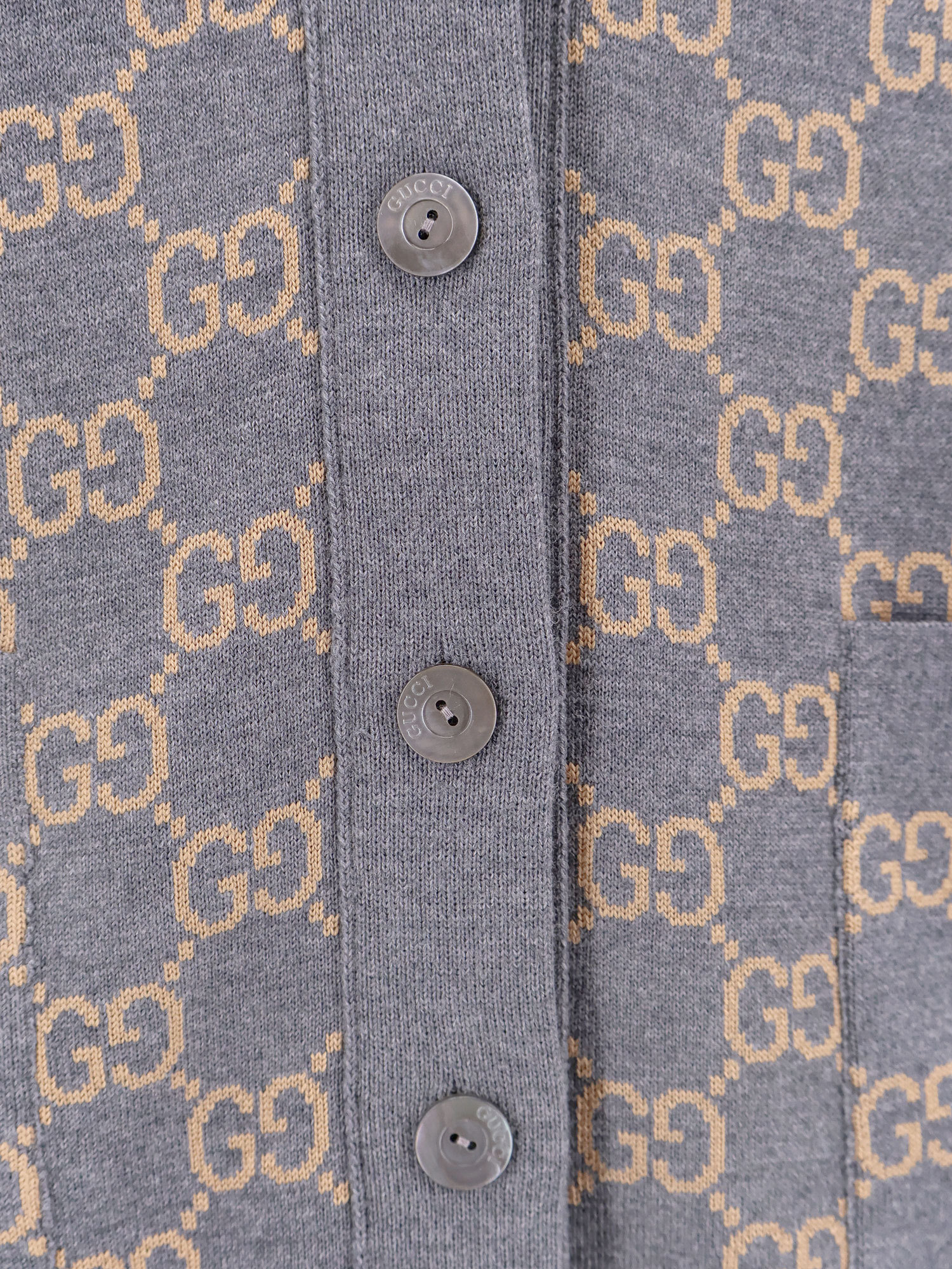 Gucci Monogrammed Intarsia Button-up Cardigan In Gray