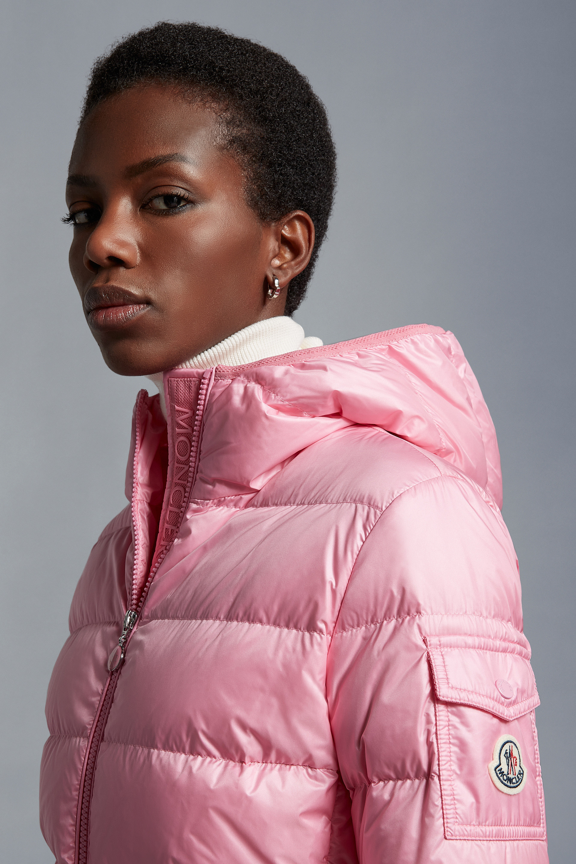 Shop Moncler Zip-up Padded Jacket In Pink