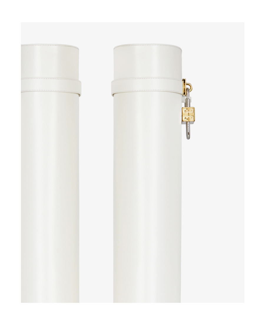 Givenchy Leather Shark Lock Knee-high Boots 90 In White