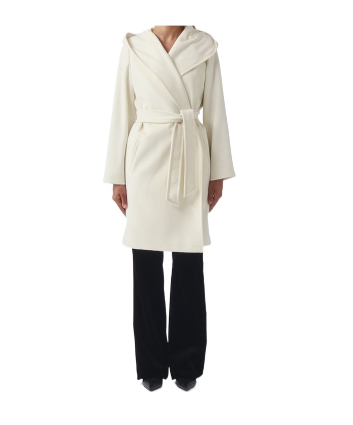 Max Mara Wool Broadcloth Robe Coat In Milk Color