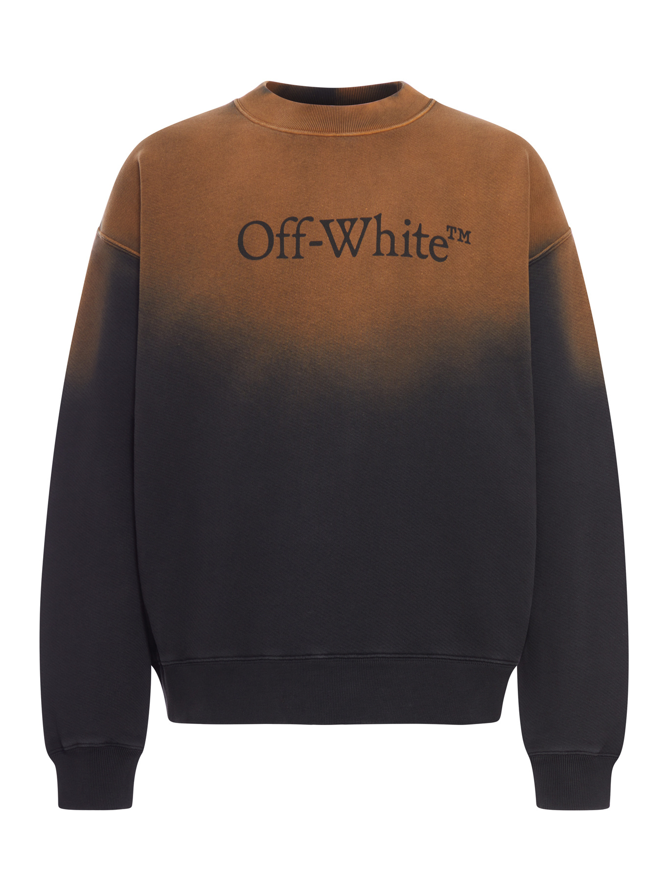 Off-white Crew Neck Cotton Sweatshirt With Degraded Effect In Black