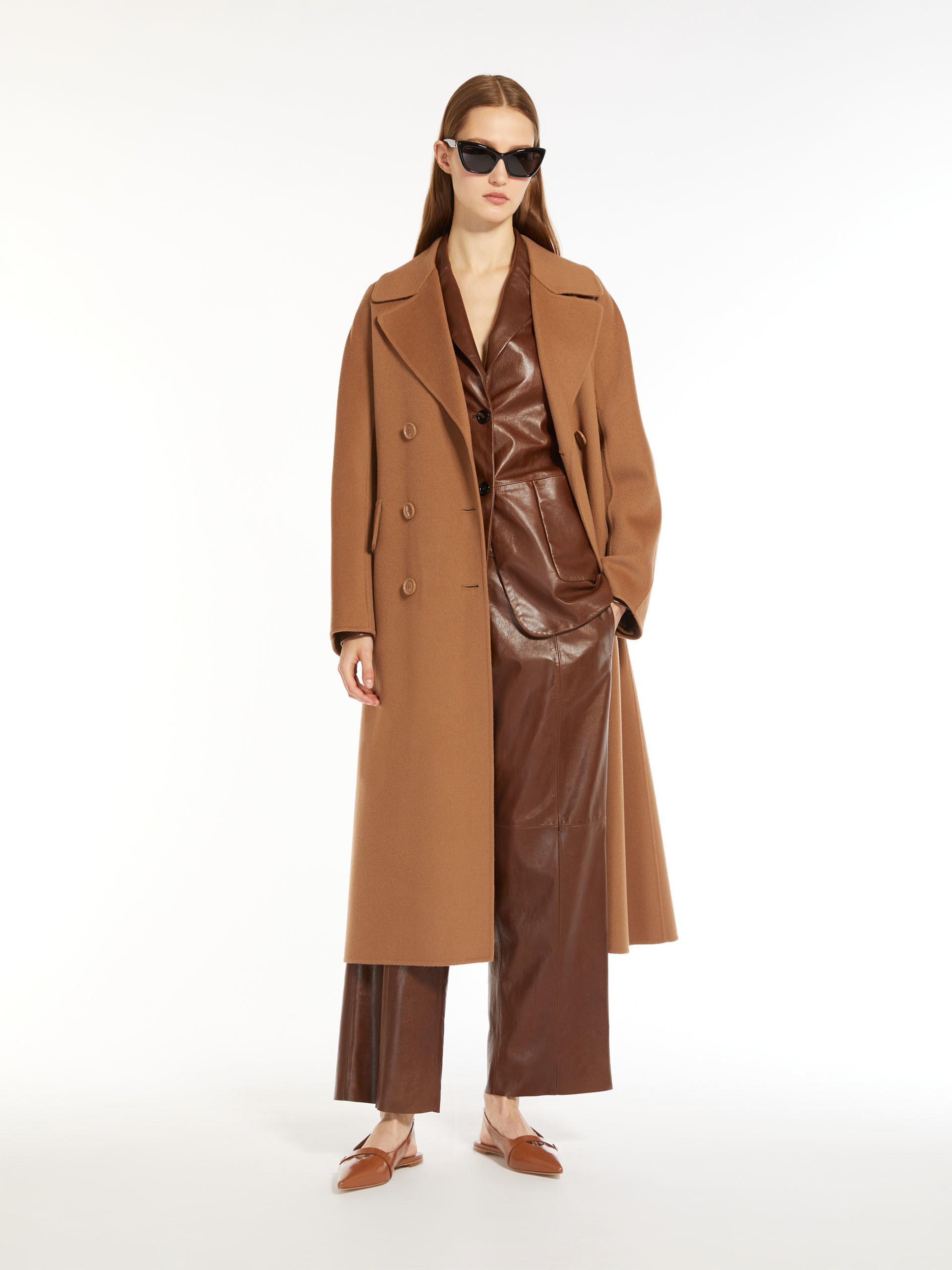 Max Mara Wool Belted Coat In Brown