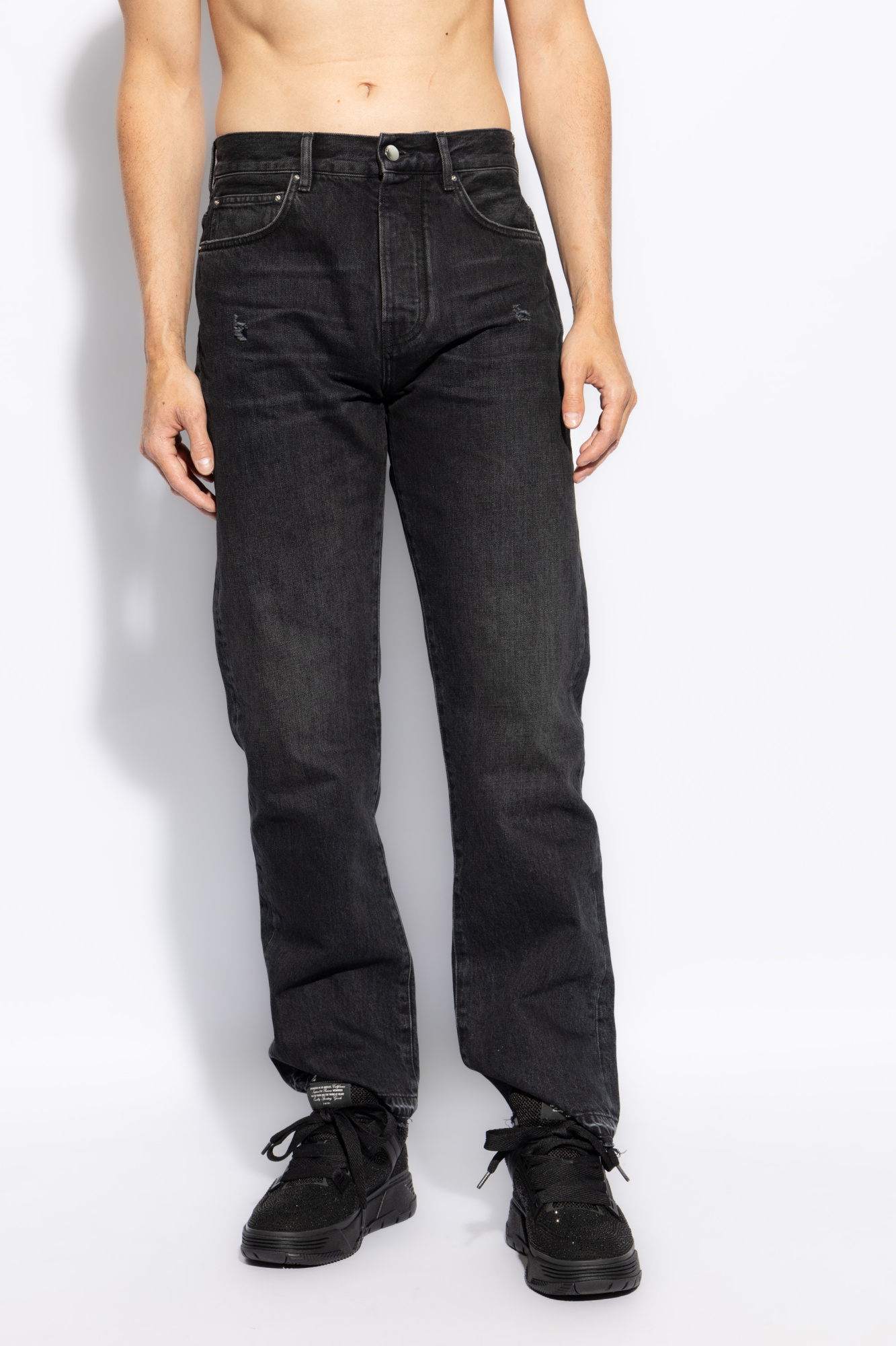 Amiri Straight Cut Loose Jeans In Black