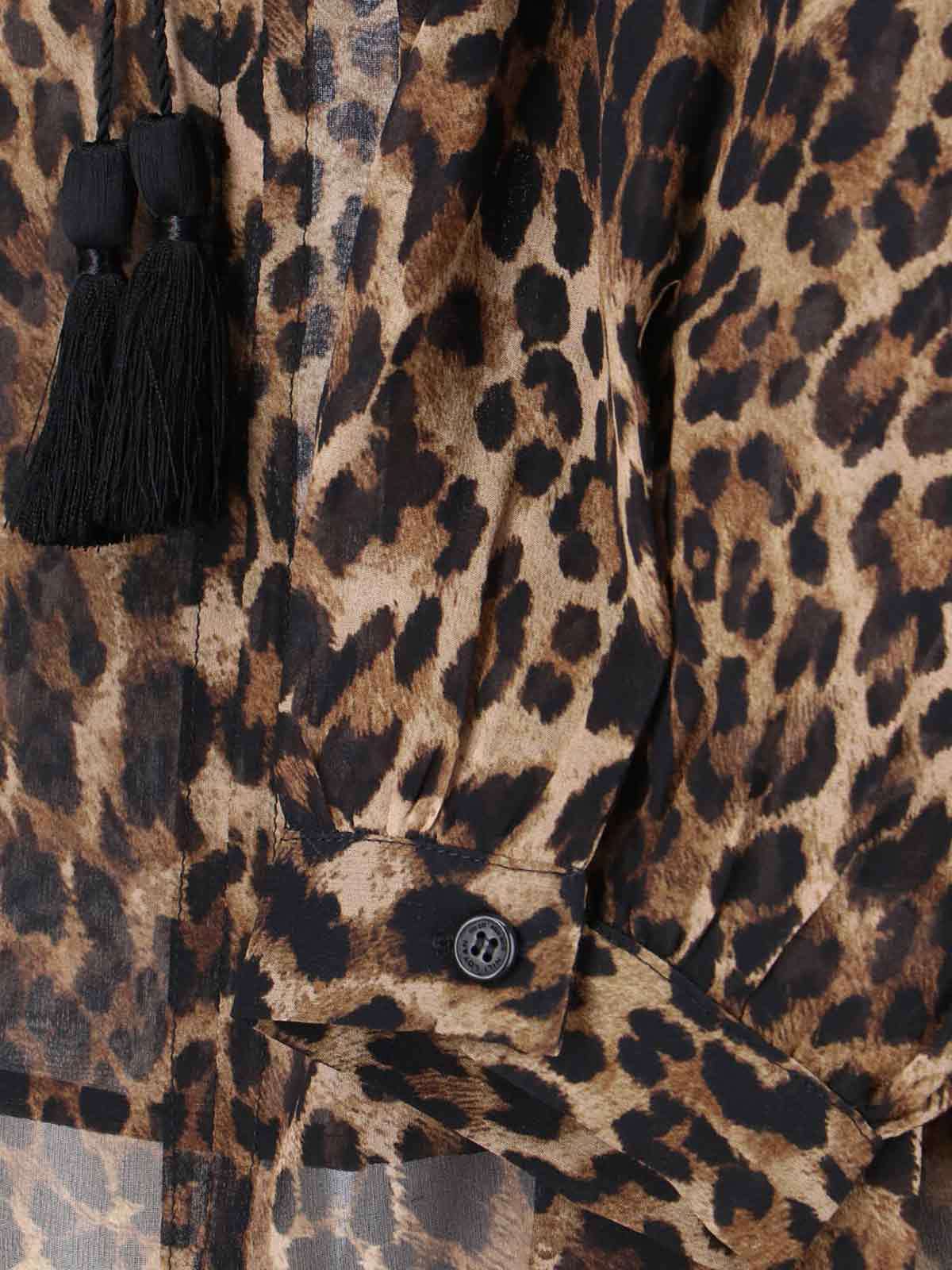 Nili Lotan Long Sleeve Animal Print Top With Ruffles In Multi