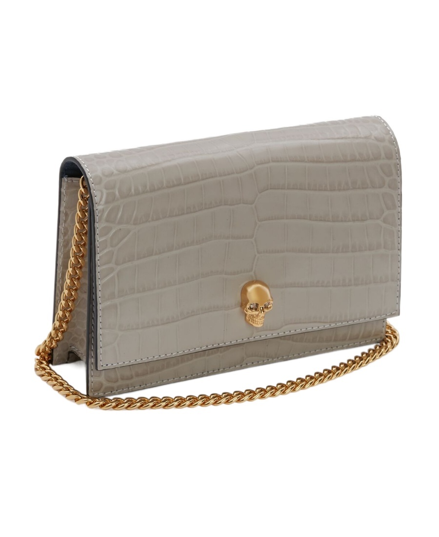 Alexander Mcqueen Crocodile-effect Leather Mini Bag In Brown