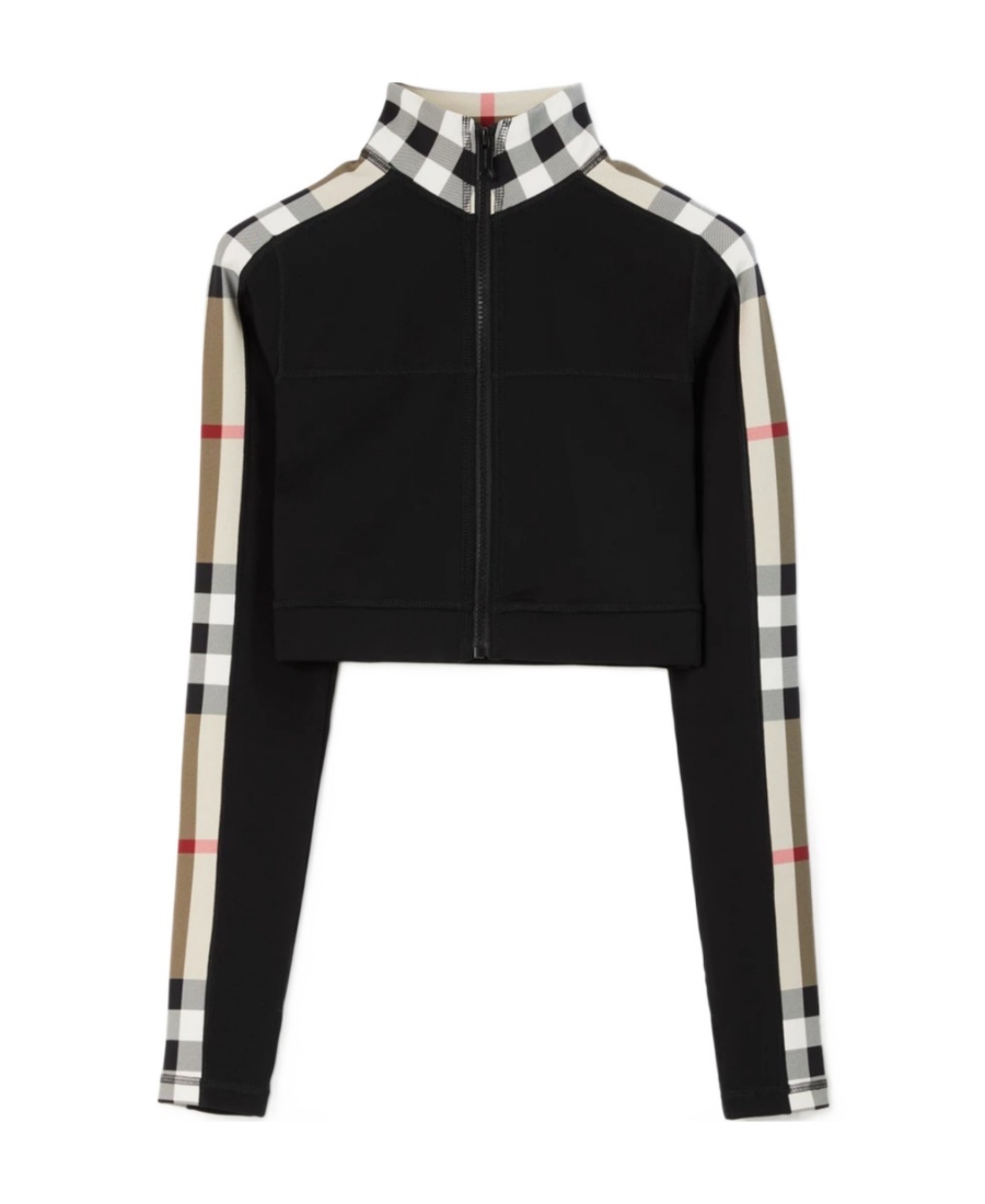 Shop Burberry Vintage Check-panel Cropped Top In Black