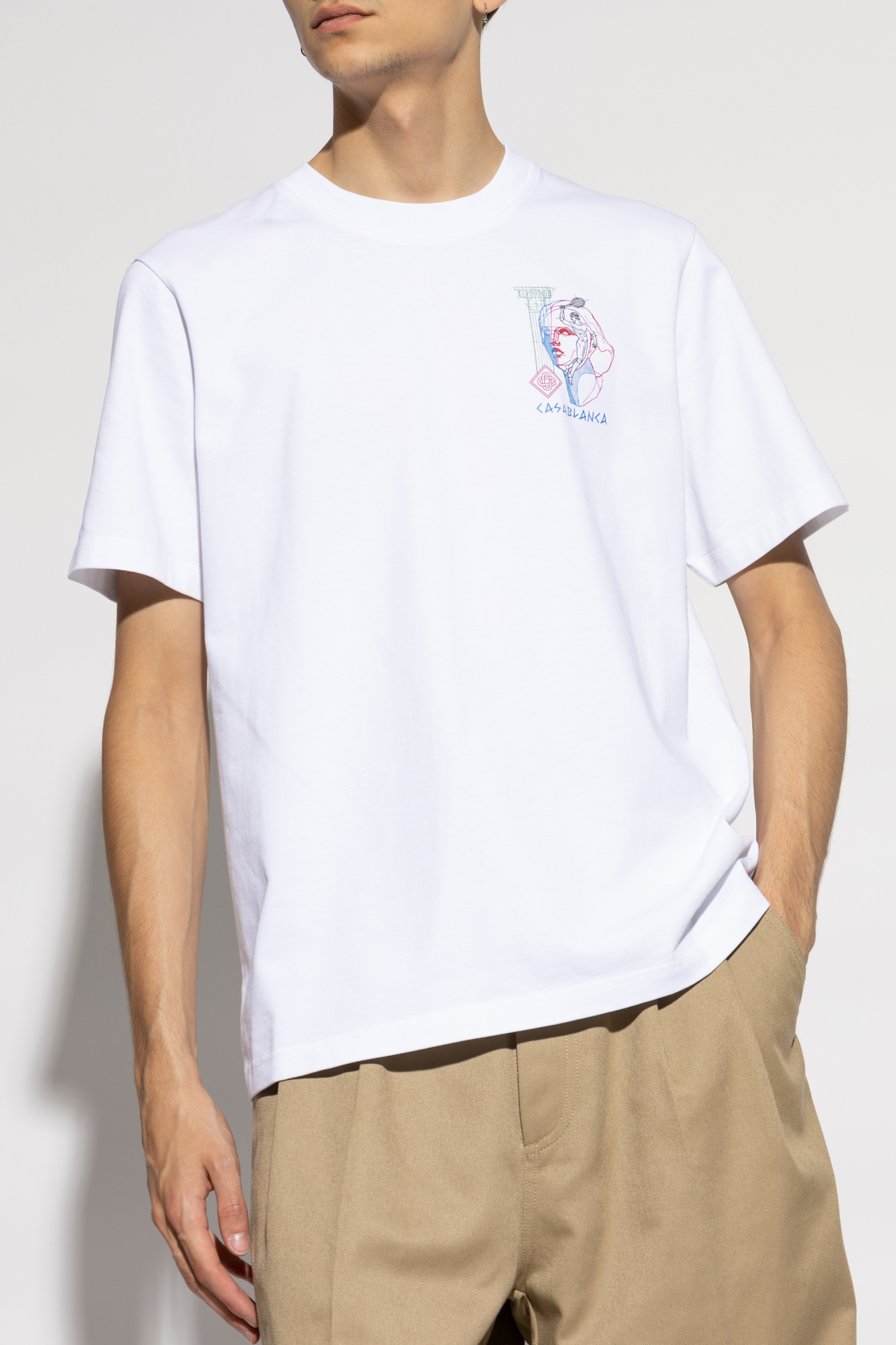 Casablanca Tennis Play Printed Cotton T-shirt In White