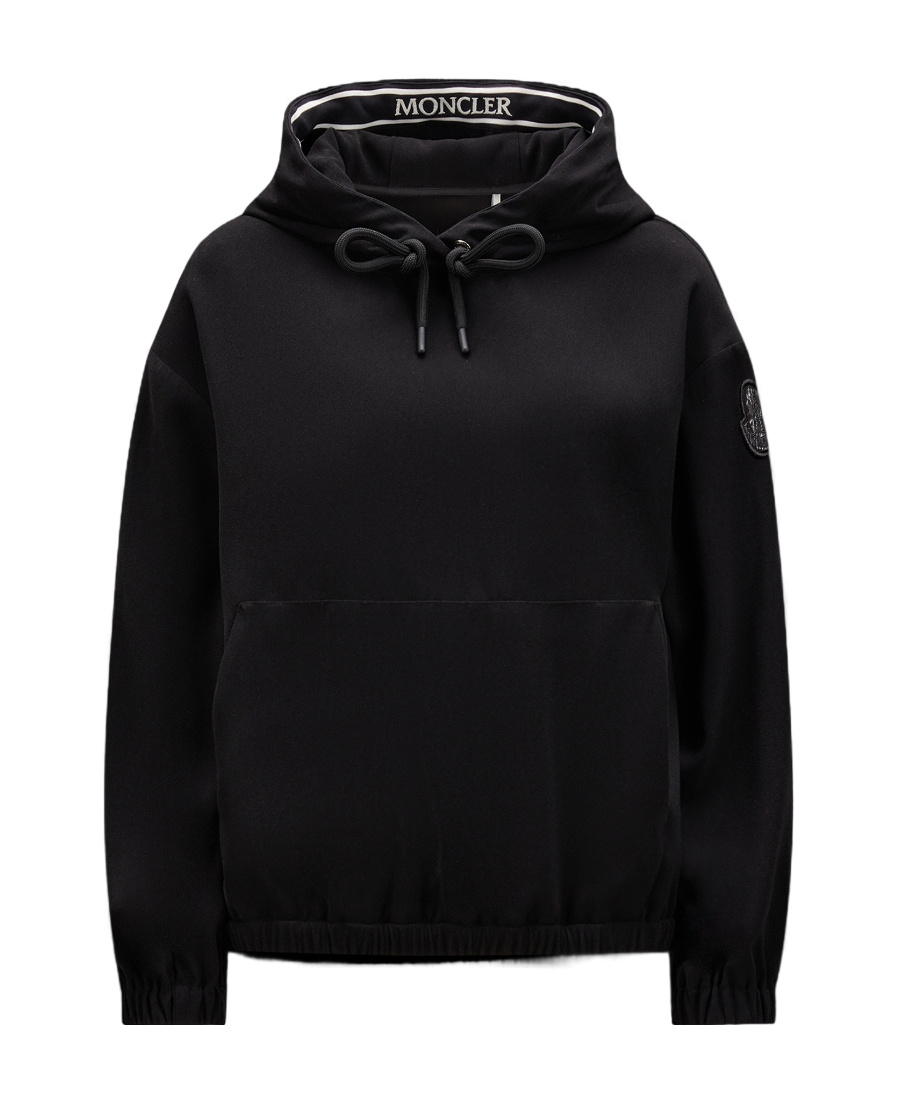 Moncler Logo-appliqué Satin Hoodie In Black