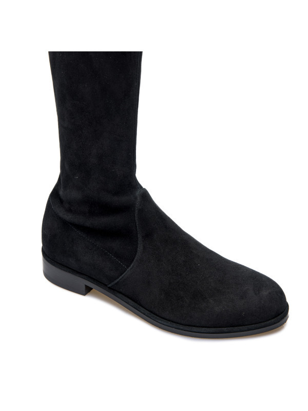 Stuart Weitzman Lowland Lift Suede Thigh-high Boots In Black