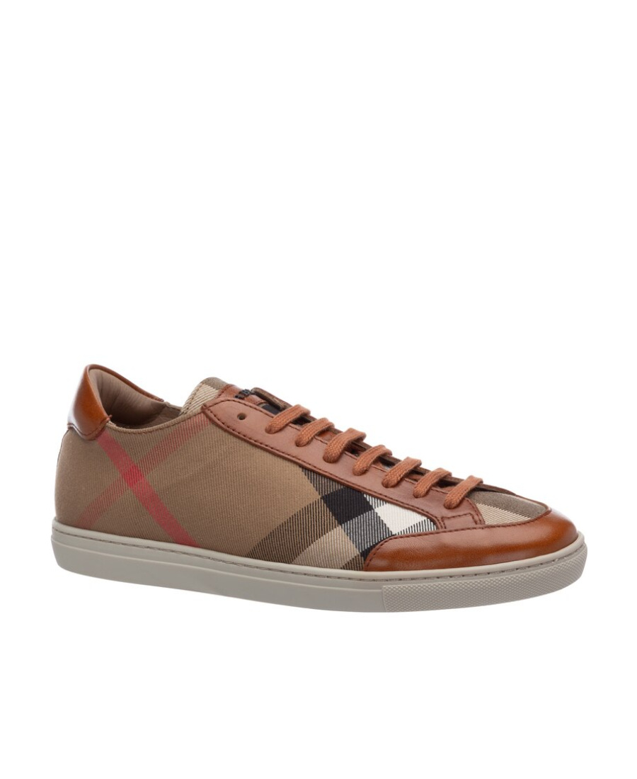 Burberry Low-top Casual Shoes With Plaid Straps In Brown